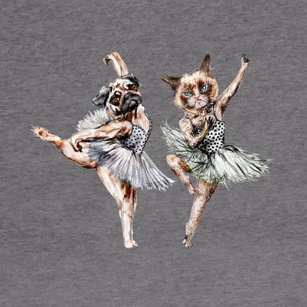 Hipster Ballerinas - Dog Cat Dancers by notsniwart